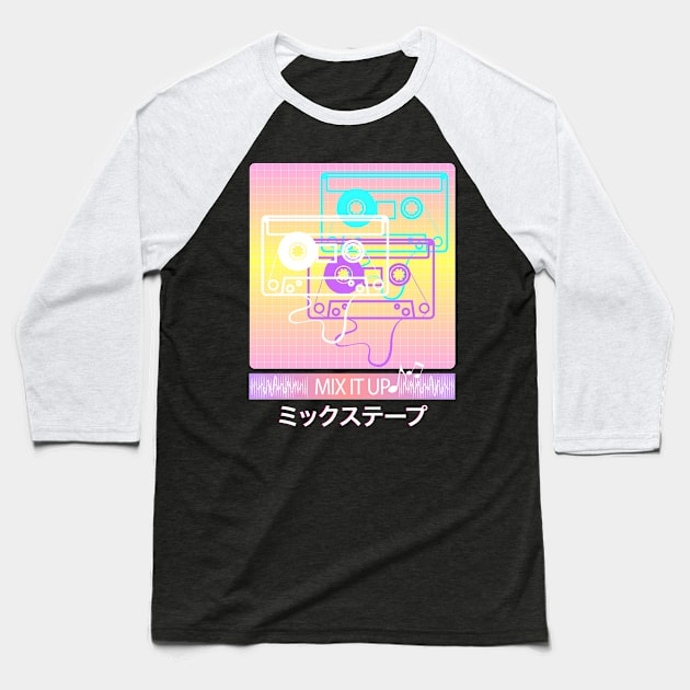 Mix Tape Vaporwave Aesthetic Retro Art - Japanese Otaku Baseball T-Shirt by Vaporwave